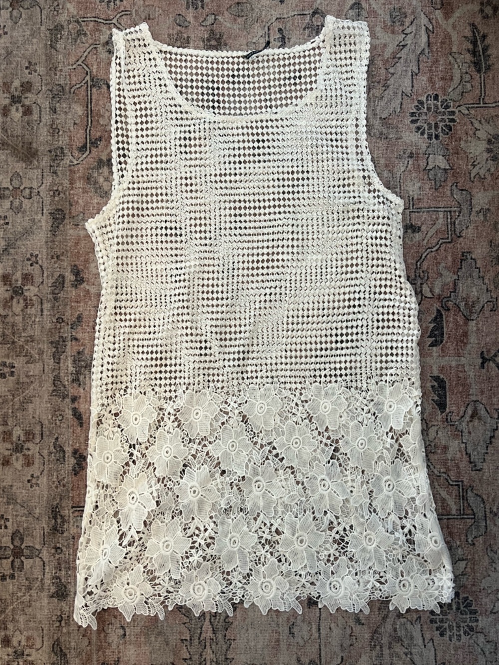 Nimes Côte d’Azur White Crochet-Style Swim Pool Cover-up Floral Lace size medium